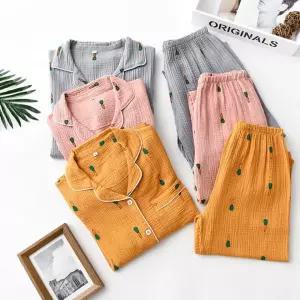 순면 당근 커플 잠옷 긴팔 세트 요루면 파자마 홈웨어