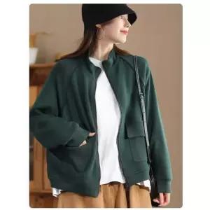 EAMT 여자 야구 점퍼 앤티크룩 가을 니트 면 맨투맨 여아외투 집업 긴팔가디건 캐주얼 오버핏 빅포켓코트 Y