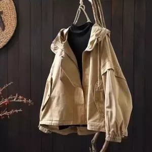 EAMT 여자 야구 점퍼 후드코트 가을 빈티지 바캉스 투피스 루즈핏 트렌치코트 빅사이즈 캐주얼 상의 YJ3