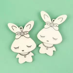 우드공예 MDF DIY 우드팬시 토끼 열쇠고리 10개 1봉