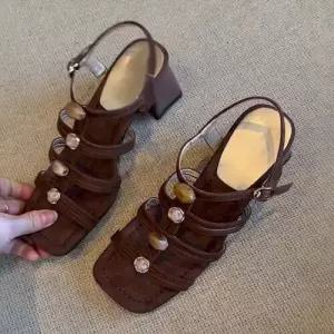 스파이더맨 여성 캐주얼 빈티지 슬림핏 양가죽 토오픈 아웃도어 샌들 머니 통기 OPH5