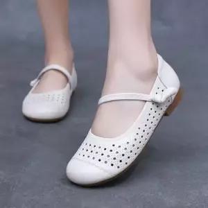 스파이더맨 여친 플랫 샌들 사계절 컴포트 펀칭 라운드 소가죽 메리제인 OPH5