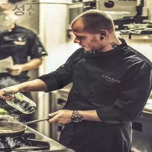 고급 남성 셰프 요리사옷 여름 셰프복 작업복 반팔 조리사복 남 베이커리