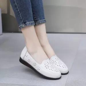 스파이더맨 여자 빈티지 진피 통기성 펀칭 라운드 토오픈 샌들 빅사이즈 로퍼 봄여름 단화 OPH5