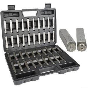 금속 스탬프 번호 및 문자 펀치 세트 39개 산업용 등급 스틸 1/4 A Z 숫자 0 9 추가 기호 4개 하드 쉘 플라스틱 보관 케이스