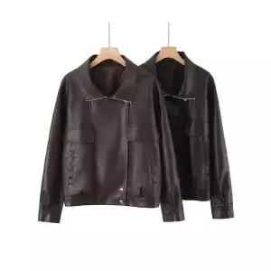 헐크 여성 여친 잠바 집업야구항공 가죽 재킷 쇼트 빈티지 터틀넥 집업 코트 KKE1