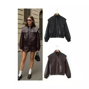 헐크 여성 여친 잠바 집업야구항공 봄가을 빈티지 빅 숄더 PU가죽 지퍼 점퍼 KKE3