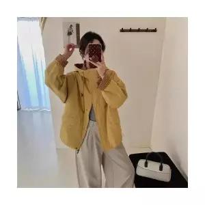 헐크 여성 여친 잠바 집업야구항공 후드 체크 트렌치코트 봄 캐주얼 집업 솔리드 코트 KKE1