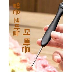 수제 코바늘 뜨개질 도구 고양이 털실 모양 나무 흑단 검은색 패브릭 부드럽고 크로셰 발톱 손잡이 5mm