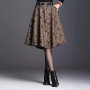 무천도사 여사친 여성 치마 모직 모던 우산 A라인 체크 정장 KKE3