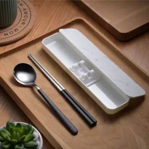 키친홈 휴대용 수저 2세트 화이트+화이트 도시락 휴대 숟가락세트