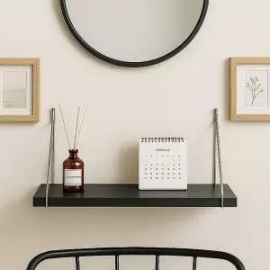 공간데코 벽선반 60x15cm 블랙 무타공선반 인테리어선 벽선반 인테리어선반