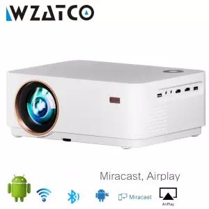 WZATCO 새로운 D5 1080P 5G WiFi 안드로이드 스마트 디지털 포커스 풀 HD 프로젝터 LED 비디오 홈 시어터