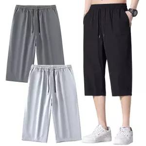 여름 남성 아이스 7부밴딩팬츠 남자 쿨링 트레이닝바지 여름 츄리닝 헬스 축구 런닝 운동복