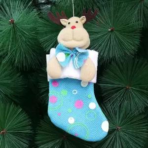 크리스마스 루돌프 파랑 양말 장식 20cm 인형장식소품 눈사람 주머니 루돌푸