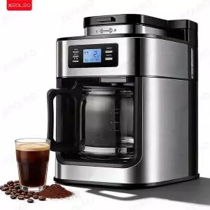 XEOLEO 자동 커피 머신 2 In1 드립 LED 디스플레이 전기 콩 메이커 에스프레소 차 보일러 밀 연삭