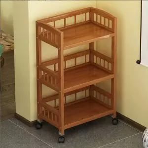 대나무 원목 3단 트롤리 이동식 틈새 수납 선반 화분대 공간 활용