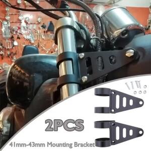 범용 바이크 오토바이 헤드라이트 브래킷  장착 부품 포함  개조 헤드램프 거치대  41-43mm 듀얼