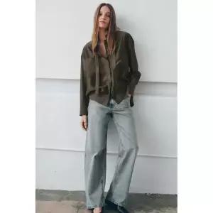 [ZARA] 자라 ZW 컬렉션 포켓 타이 셔츠 - 브라운 토프 3668722