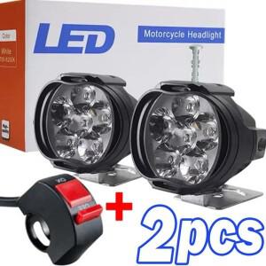 바이크 오토바이 헤드 라이트 스포트  밝기  방수 스쿠터 보조 램프 스포트라이트  6 LED 안개등  스위치