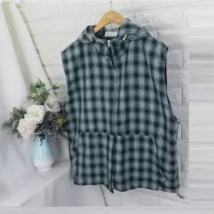 [하프클럽/쿨젠]SLG_체크 후드베스트 후드조끼,체크조끼,운동조끼,등산조끼,박스핏,후드조끼,남녀공용