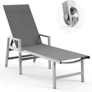 벡스왈스 파티오 체이스 라운지 의자 야외 휠 암레스트 포함 알루미늄 풀 5자세 조절식 리클라이너