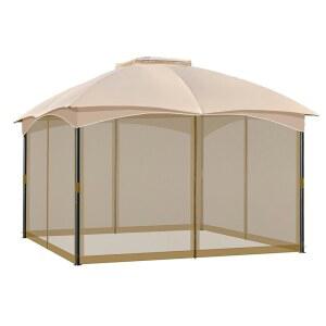 카우비 가제보 교체용 네팅 스크린, 야외 파티오를 위한 이중 지퍼가 있는 10피트 x 12피트 범용 4패널 모기 측벽(네팅만 가능)