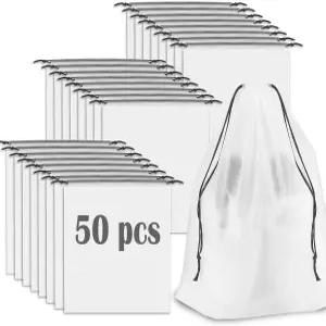 반투명 여행용 드로스트링 백 재사용 가능한 대형 신발 가방 정리함 보관 파우치 방수 내구성이 뛰어난