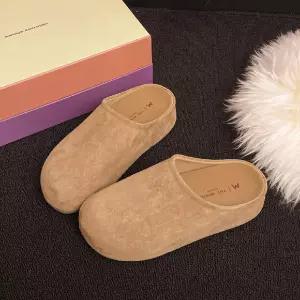 EAMT 여성용 가보시 통굽 리얼 가죽 버켄 슈즈 앞코 슬리퍼 위에 화를 신고 아웃도어 YJ5