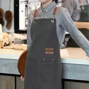 레더원 캔버스 공방 바리스타 작업용 방수 앞치마(그레이)