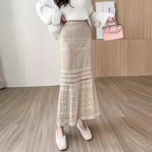 EAMT 치마 여성 롱 쉬폰 랩 추동 레이스 EUNG3