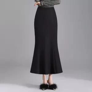 EAMT 치마 여사친 머메이드 랩 쉬폰 중장 분위기 세련 프릴 EUNG3