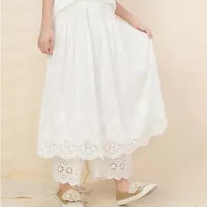 EAMT 스커트 미디 여사친 가을 루즈핏 쉬폰 트리밍 자수 레이스 펀칭 EUNG3