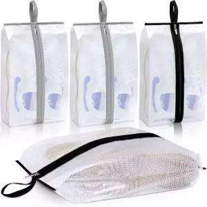 여행용 MISSLO 방수 신발 가방 4팩 XX-대형 보관 클리어 스니커즈 파우치 남녀용 튼튼한 지퍼가 달린
