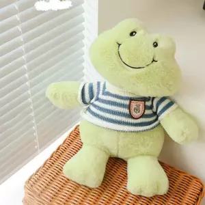 스마일 개구리 애착 인형 [부드러운 귀여운 프로그 동물 안고자는 털 포근한 침대 중형 인형쿠션 선물]