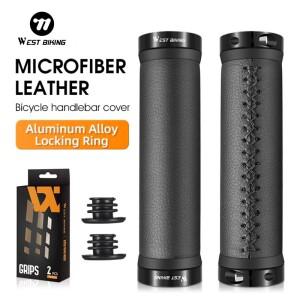서쪽 자전거 그립 충격 흡수  PU 가죽 핸들 바 MTB 도로 사이클링 잠금 장치 수제 커버