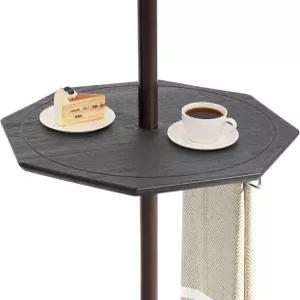 선데일 야외 조절식 우산 테이블 LED 23인치 휴대용 폴리곤 트레이 1.5피트 파티오 기둥 검은색