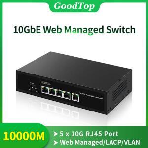 GoodTop 웹 관리형 네트워크 스위치, 5 포트, 10Gb, 10000Mbps, 스마트 이지 매니지드 홈 랩 이더넷 LACP,