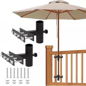 일반적인 조절식 파티오 우산 스탠드 검은색 내구성 있는 금속 홀더 데크 난간용 대부분의 기둥에 맞습니다