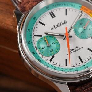 MILITADO ML23 미요타 6S21 스윕 크로노그래프 시계 40mm 사파이어 크리스탈 316L 스틸 100M 방수 BGW9 루메 가죽 스트랩