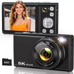 6배 광학 줌 기능이 있는 5K 사진용 디지털 카메라 듀얼 렌즈 유튜브 비디오용 오토포커스 96MP 브이로그