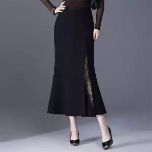 밴널스샵 스커트 오피스룩 가을 여자 롱 쉬폰 머메이드 레이스 하이웨스트 힙업 HO3