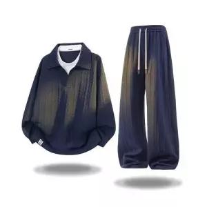 팬츠 남성 캐주얼 춘추 긴팔세트 긴팔 스트레이트 세트 자가드 트레이닝 커플 CH3