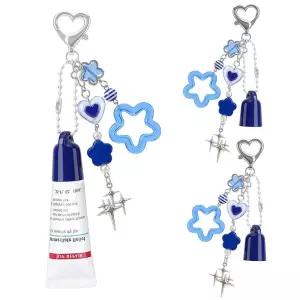 Nalefow Aquaphor 9.9g(0.35온스) 립 리페어 튜브용 참 키체인 홀더 2-4개, 패션 스타 휴대용 립밤 캡 프로