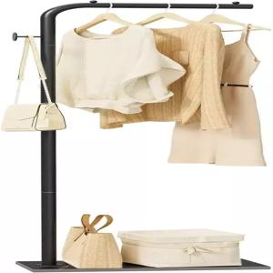 아웃브로스 코트 랙 후크가 달린 휴대용 L자형 옷걸이 모던 행거 튼튼한 독립형 금속 침실 현관 및