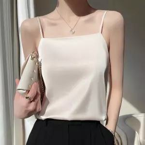 캐미솔 새틴 블라우스 이너 티셔츠 끈나(1) 민소매 스퀘어넥