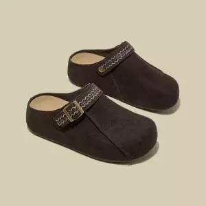 빈티지 여자 속굽 버전 백팩 위에 슈즈 통굽 소가죽 단화 버켄 슬리퍼 CH5