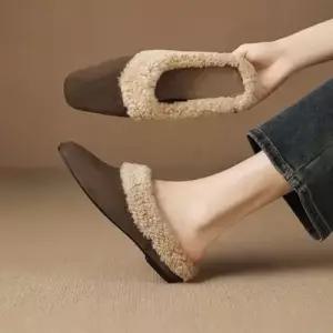 여자 기모 슬리퍼 슈즈 속굽 겉가보시 헤링본 털신 신발 보온 KS5