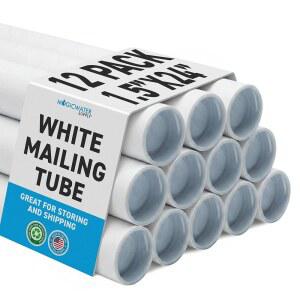 포스터, 예술품, 공예품, 문서의 배송 및 보관을 위한 매직워터 서플라이 메일링 튜브 - 1.5인치 x 24인치 흰색 12팩 문서 보관용