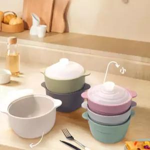실리콘 찜기 양손 뚜껑 포함 베이킹 라면용